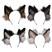 Lovely Faux Fur Wolf Ears Headband Realistic Furry Fluffy Animal Hair Hoop Lolita Anime Masquerade Cosplay Costume