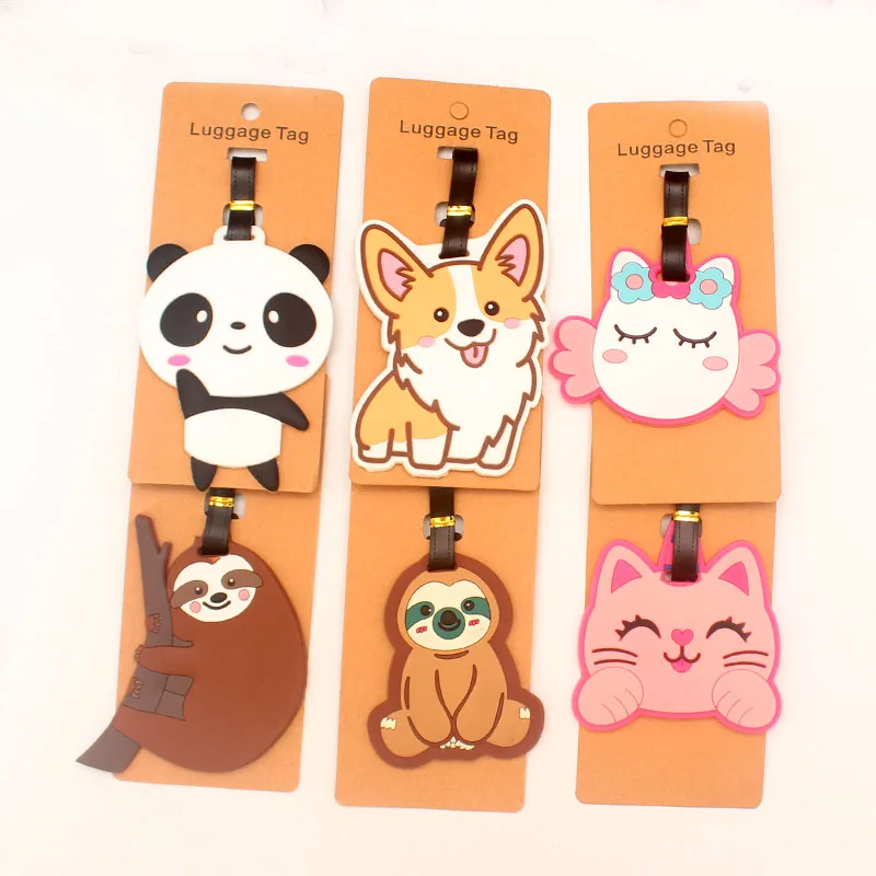 Travel Accessories Cute Sloth & Corgi Luggage Tag Silica Gel Suitcase ID Addres Holder Baggage Boarding Tag Portable Label