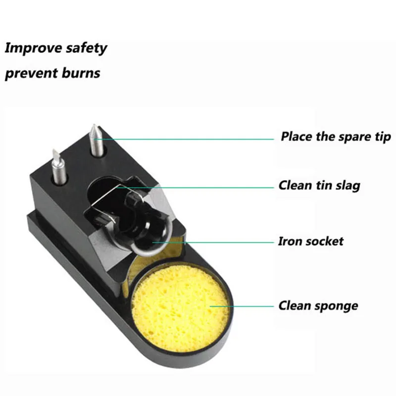 Soldering Iron Stand Holder Stander Iron Tip Clean Ball Sponge Electric Iron Rosewood Soldering Iron for T12 TS80 TS100 SH72 Kit