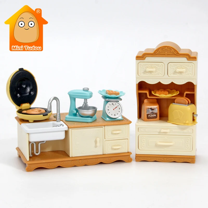 

Dollhouse Miniature Furniture Simulational Accessories Toys Girls Pretend Play DIY Assembly Table Chair Cabinet Set For Dolls