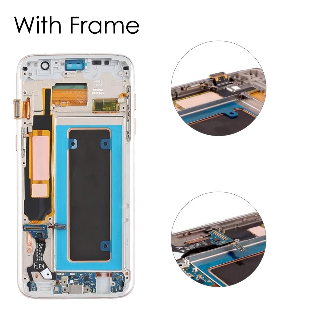 Super AMOLED LCD For Samsung Galaxy S7 Edge G935 G935F SM-G935FD LCD Display Touch Screen  With Burn Shadow+Back Cover