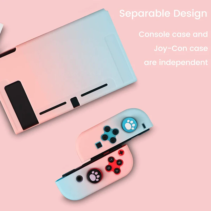 Розовый защитный чехол Kawaii Nintendo Switch, Жесткий Чехол для Nintendos, консоль JoyCon, цветная задняя крышка, съемная