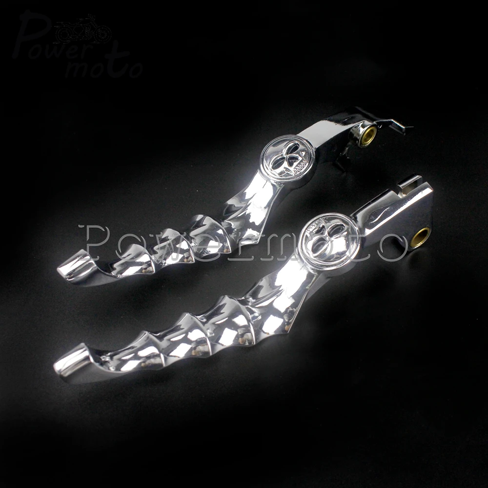 1Pair Chrome Aluminum Skull Skeleton Handle Brake Clutch Lever for Honda Shadow Aero VT VTX 600 1100 1300 CB750 VF750C TX1300