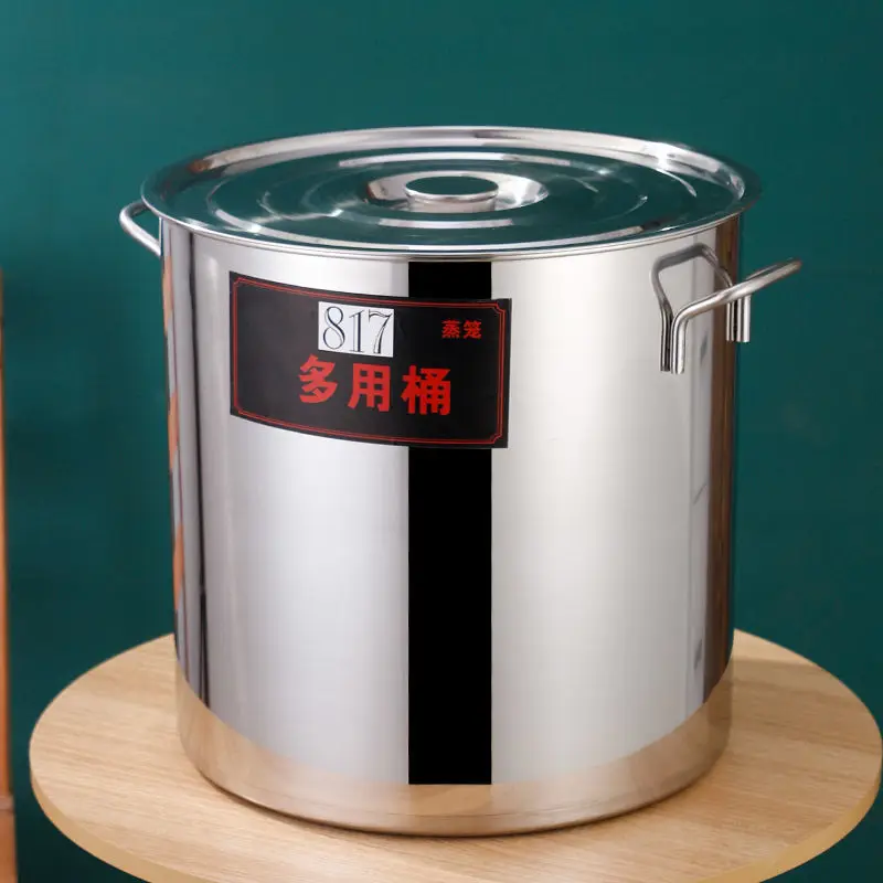 Commercial Stainless Steel Soup Bucket Milk Barrel Soup Pot Large Capacity Kitchen Restaurant Hotel Cookware Cooking Hotpot