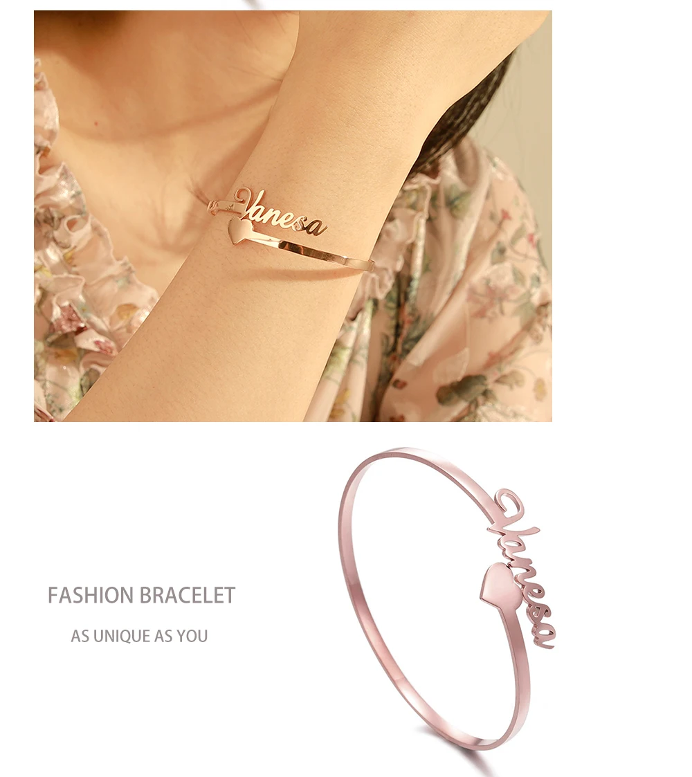 Sipuris Modisches Personalisiertes Namensarmband für Frauen aus Edelstahl, Individuelles Schmuckarmband, Bangle Femme, Maßgeschneiderte Geschenke – Detail 9