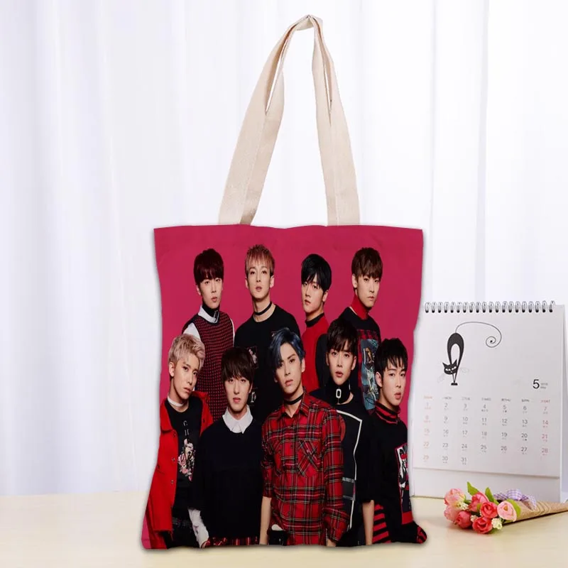 Personalizado sf9 kpop sacola de algodão pano ombro shopper sacos para mulheres eco dobrável sacos de compras reutilizáveis 0913