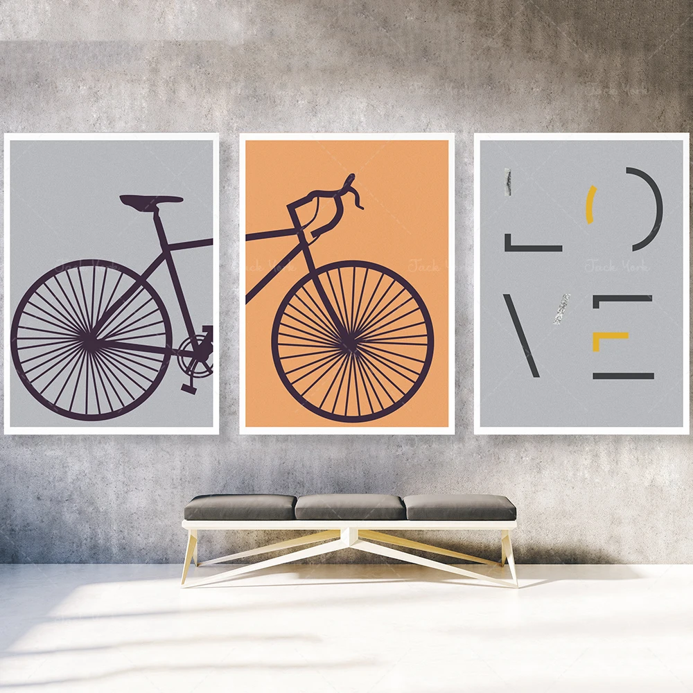 Mother's Day Art Gift, Bicycle Art Modern, Inspirational Love Quote Set, Cool Modern Set, Mother's Day Gift