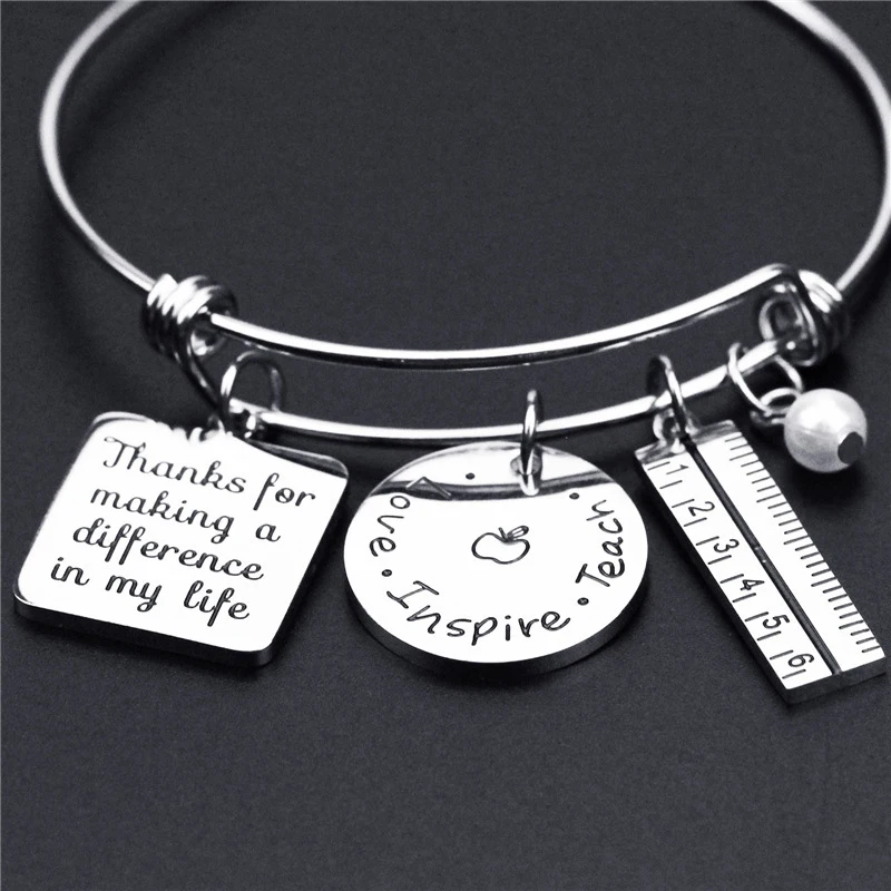 Teacher Bangles Gifts for Teacher Open School Gifts for Teachers Thank You Making a Difference in My Life Bangle Bracelets