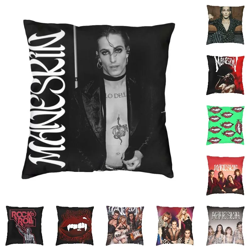 Damiano David Maneskin Luxury Pillow Cover Bedroom Decoration Pop Rock Band Cushions for Sofa Office Outdoor Cushion