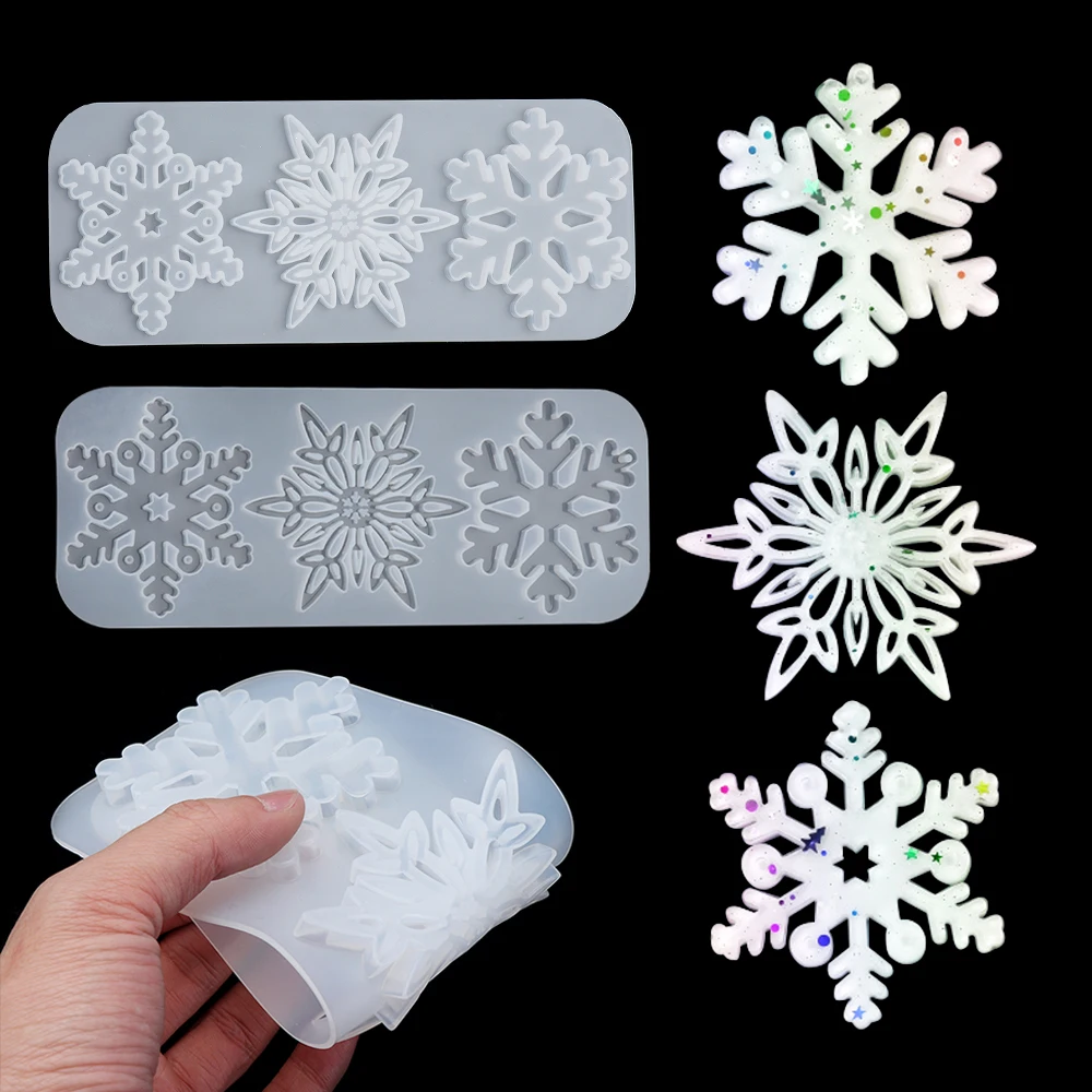 Christmas Snowflakes Coaster Casting Mold Silicone Mould DIY Crystal Epoxy Resin Mold Christmas Tree Pendant Ornament Making