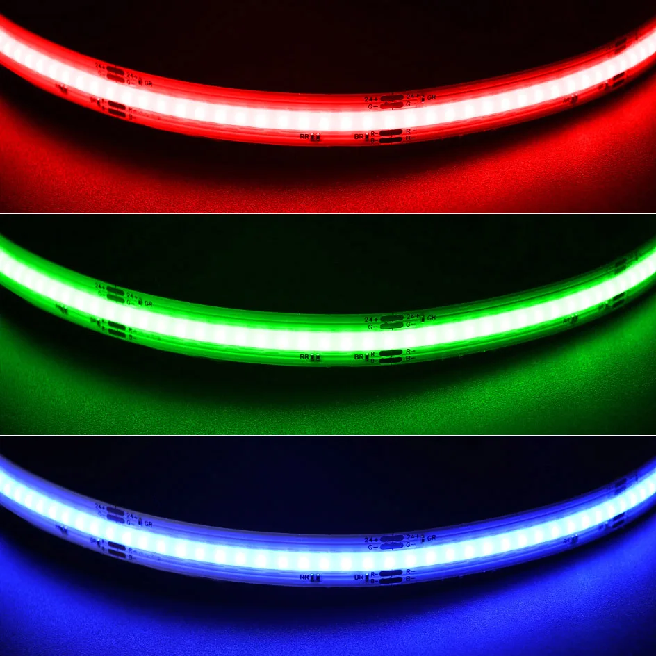 COB RGB LED Strip Lights for Wall Room Decor Waterproof IP67 840LED DC 24V 12V Flexible Ribbon RGB Tape 10m