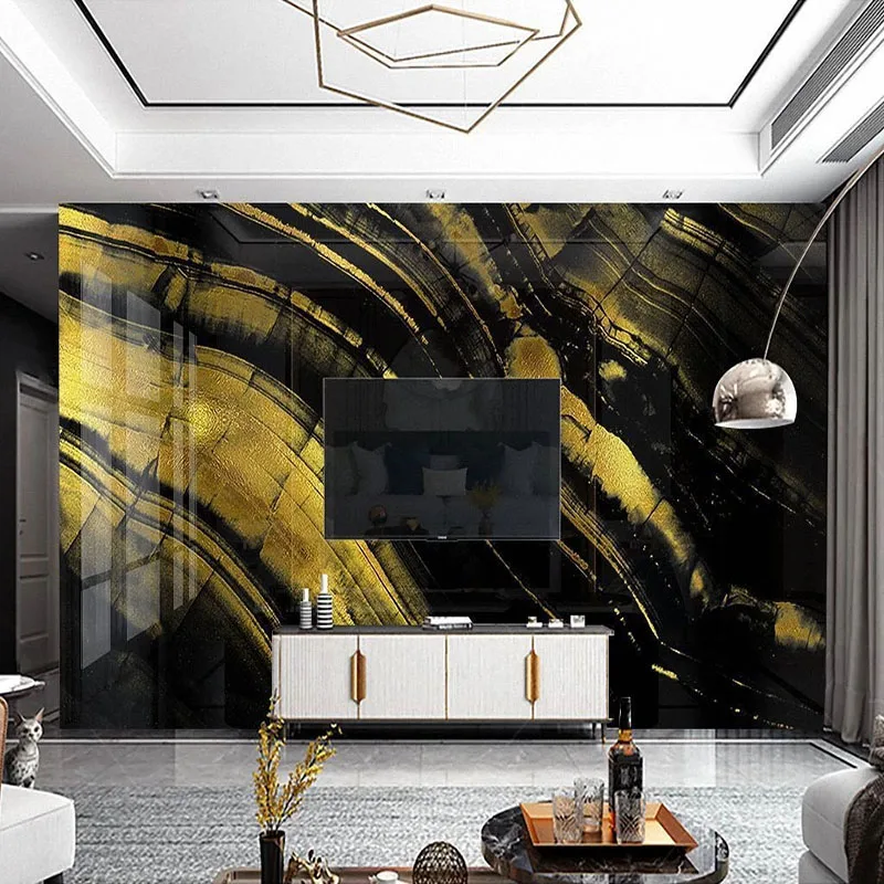 Custom Photo Wallpaper Home Decor 3D Black Gold Imitation Marble Waterproof Modern Living Room Bedroom TV Background Wall Mural