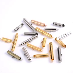 50Pcs/Lot 13/16/20/25mm Crimp End Caps Slider Clasp Buckles Tubes Bracelet Connectors Loom for Jewelry Making Findings Supplies
