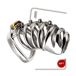 FAAK New chastity cage metal stainless steel cock lock pee free adjustable Screw SM game sex toys for men large penis cage