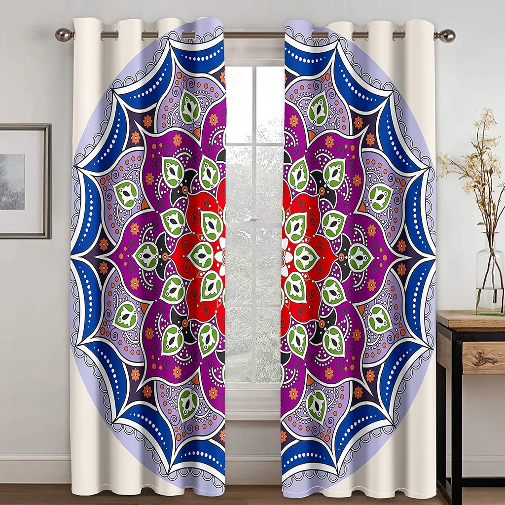 Boho Mandala Blackout Curtain for Bedroom Backdrop/Kitchen Curtain Living Room Window Curtain Drapes Decor(2Panels)Cortinas カーテン