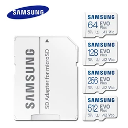Samsung MicroSD Memory Card EVO Plus 512GB 256GB 128GB U3 A2 V30 64GB U1 A1 C10 SDXC Micro SD Card UHS-I TF Trans Flash Microsd