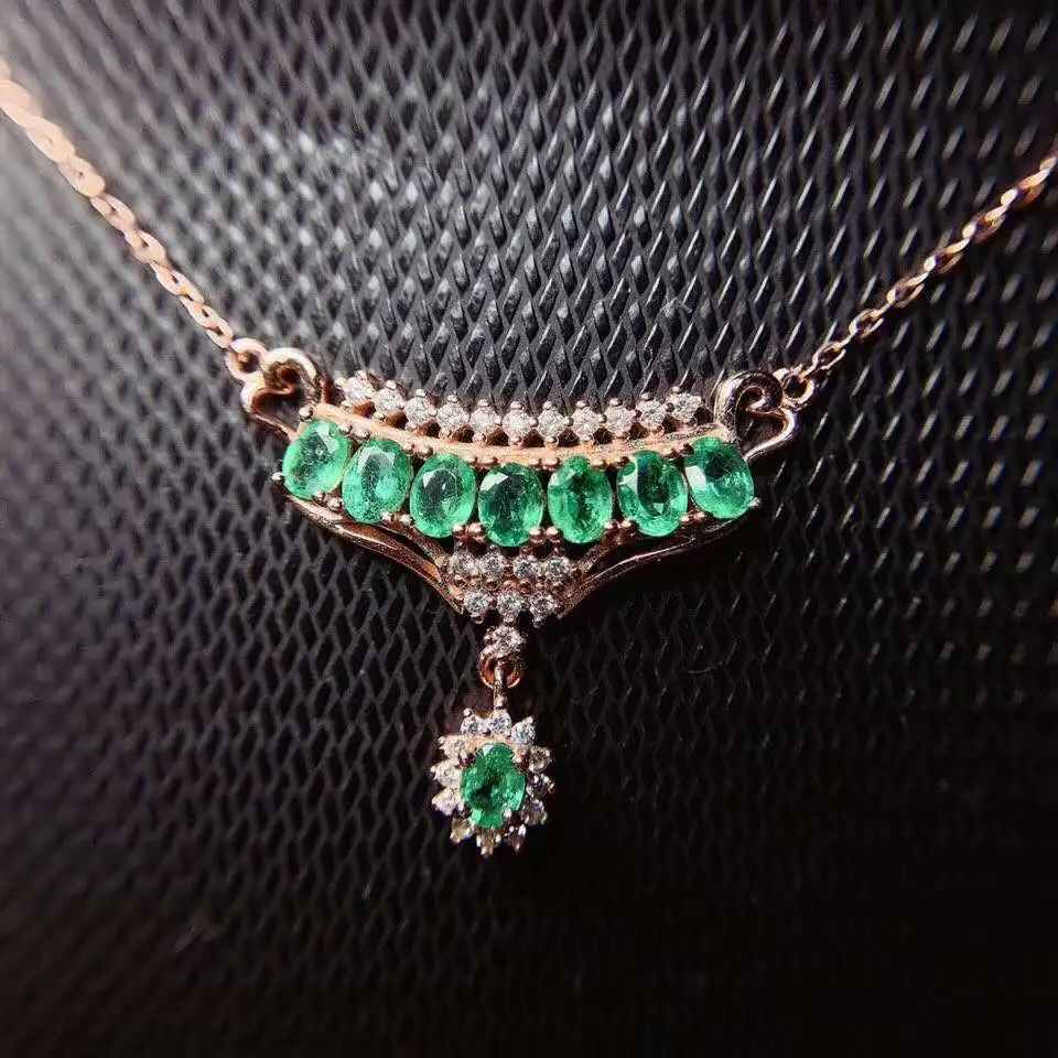 

Ожерелье из натурального настоящего изумруда, изумрудный кулон, твердое серебро S925 для женщин, цветной драгоценный камень, изящные ювелирные изделия