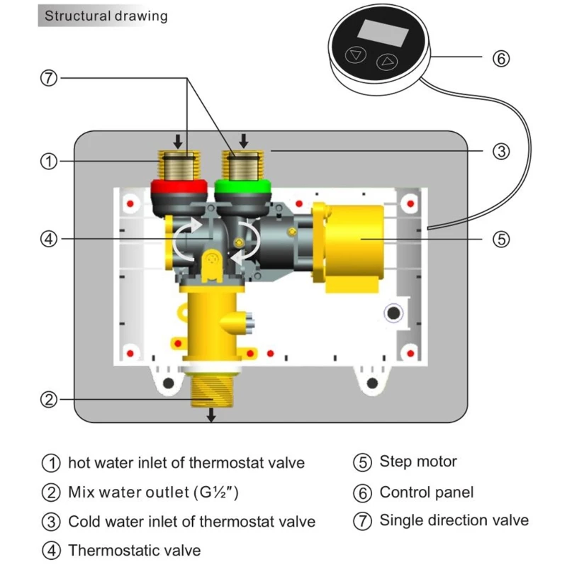 Digital LCD Touch Thermostatic Faucet Mixing Water Controller Water Temperature Mixer Mixed Controller G1/2" EU Plug