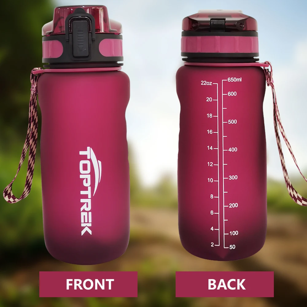 Toptrek Sport Water Bottle 650ML/1000ML BPA Free Drinkware Outdoor Drinking Waterbottle Protein Shaker Leak-Proof My Drink Bottl