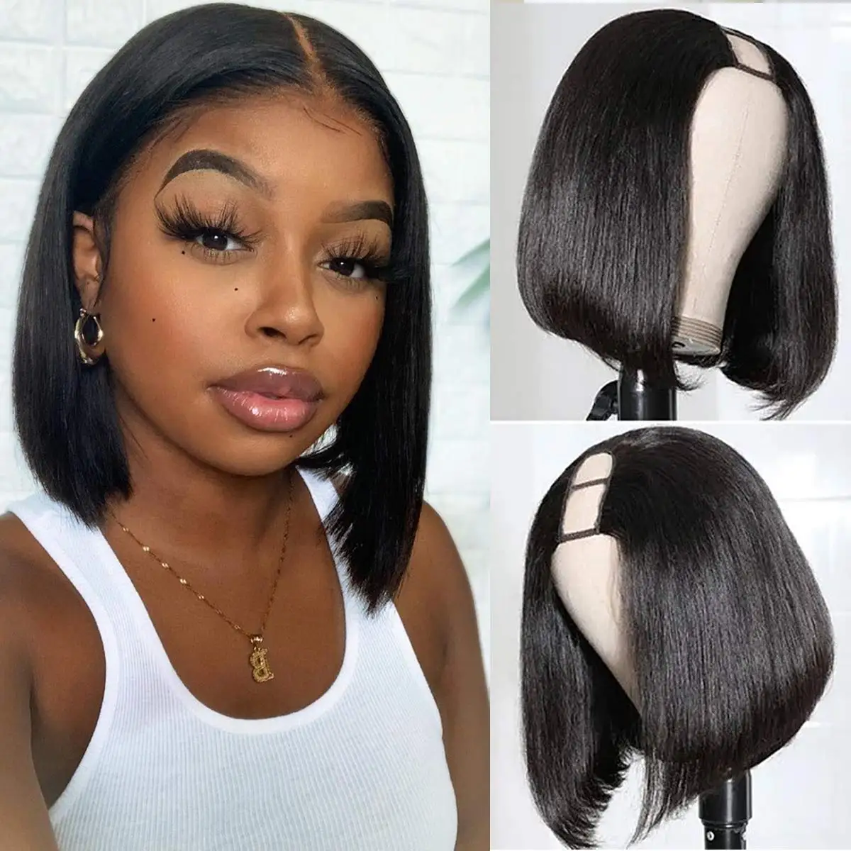 Short Bob Wig U Part Wig Human Hair Straight Human Hair Wigs For Women Human Hair Glueless Full Machine Cheap Human Hair Wigs