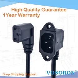 IEC320 C14 to C13 Extension cord,C14 with screw holes Right Angled and C13 Left Angled Short,30cm/60cm lenght,SVT 18AWG