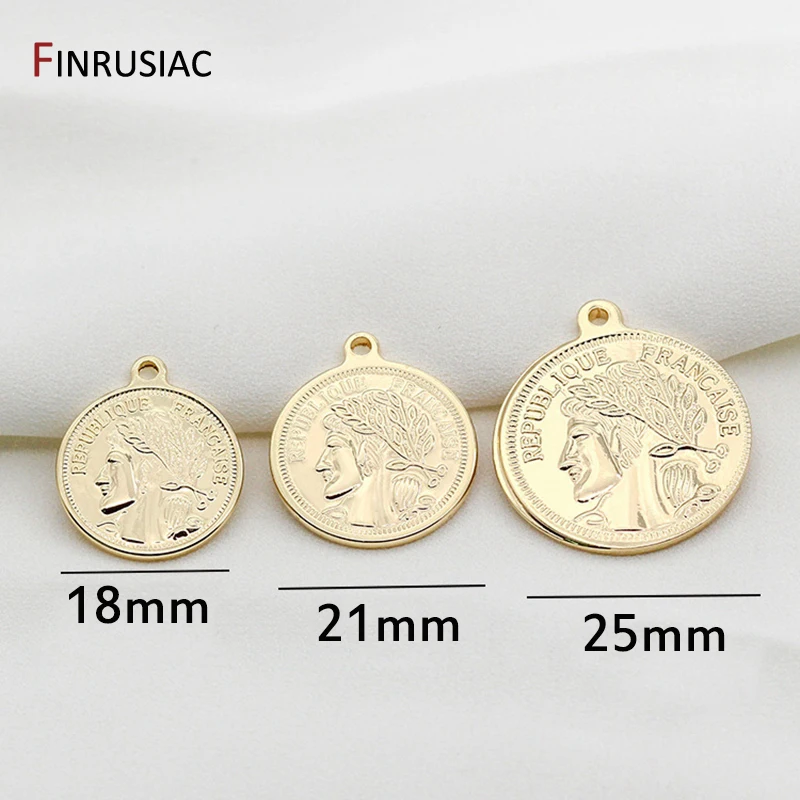 Retro Commemorative Coin Charms DIY Necklace Pendant Accessory, Gold Plated Portrait Pendants Charms For Jewelry Making