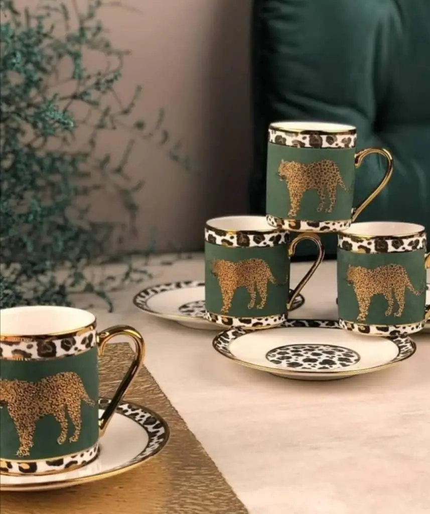 DOLBOVI Symbol 6 Personality Green Gold Leopard Pattern cup Pad ENJOY-50 mug кружка coffee cup cup