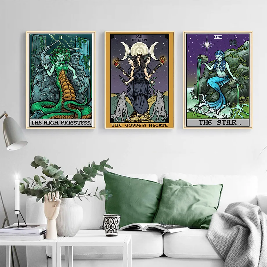 Tarot Witch Empress Fool Medusa Hecate Wall Art Canvas Painting Nordic Posters And Prints Wall Pictures For Living Room Decor