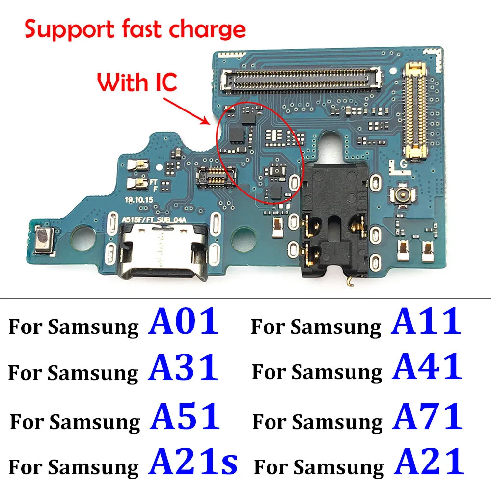 USB Charging Port Charger Board Flex  For Samsung A51 A11 A01 A21s A31 A41 A71 A21 A70s A10s A20s A30s A50s Charging Connector