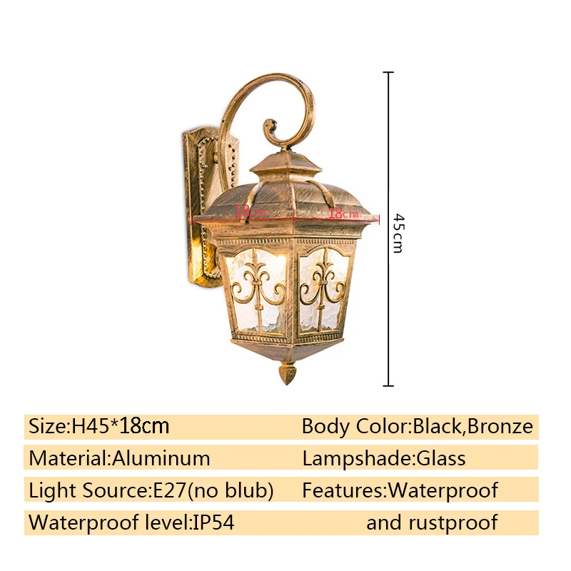 Imagem -06 - Luz de Parede Exterior Retro para Lâmpadas de Varanda Estilo Europeu Lâmpada Balkon Sconce Decoração de Jardim Impermeável Luz Vintage Bronze Preto