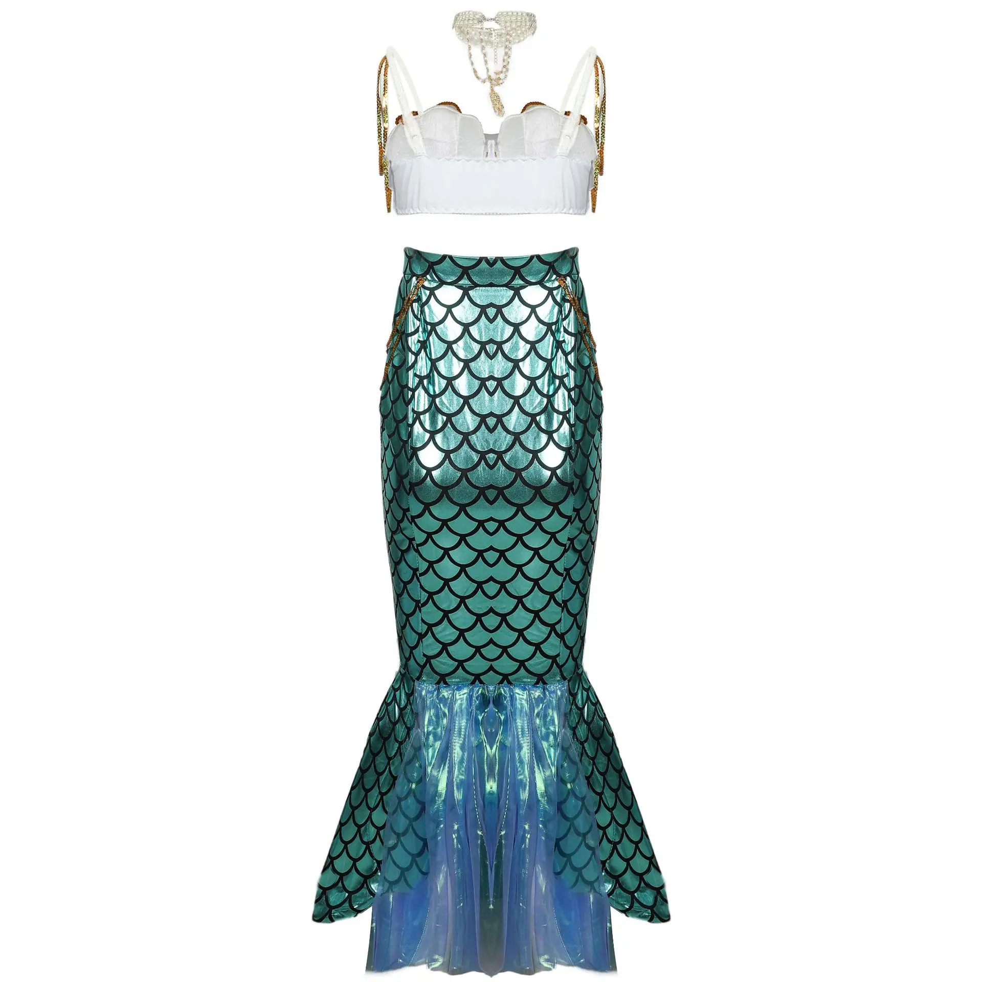 Halloween Mermaid Costume Adults Women Sexy Party Masquerade Mermaid Skirt + Bra Sets Performance Clothes C68837AD C68837AD