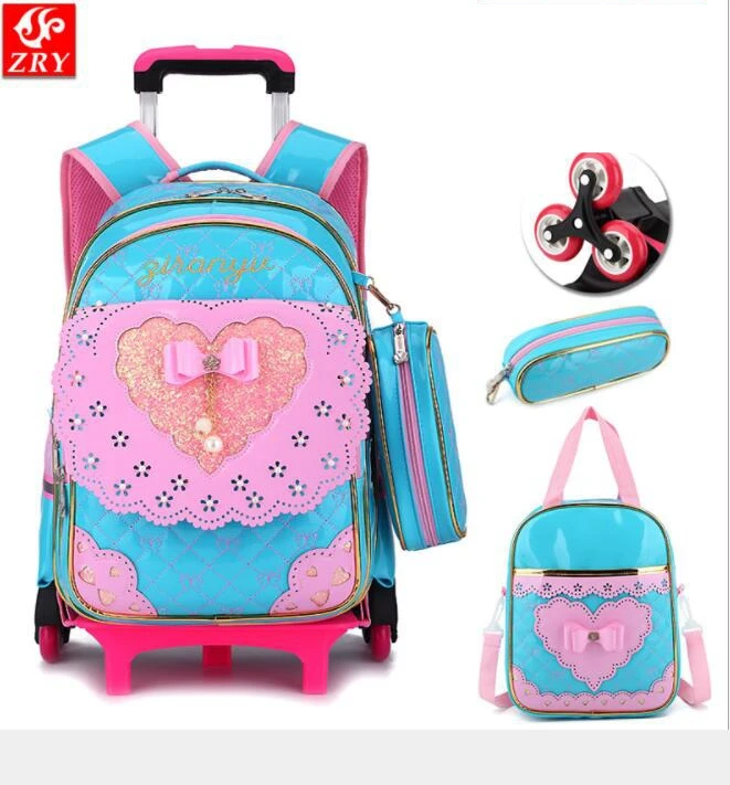 

ZIRANYU kids School Rolling backpacks school bag wheels for girls student Trolley backpack wheeled bag for School Trolley bag