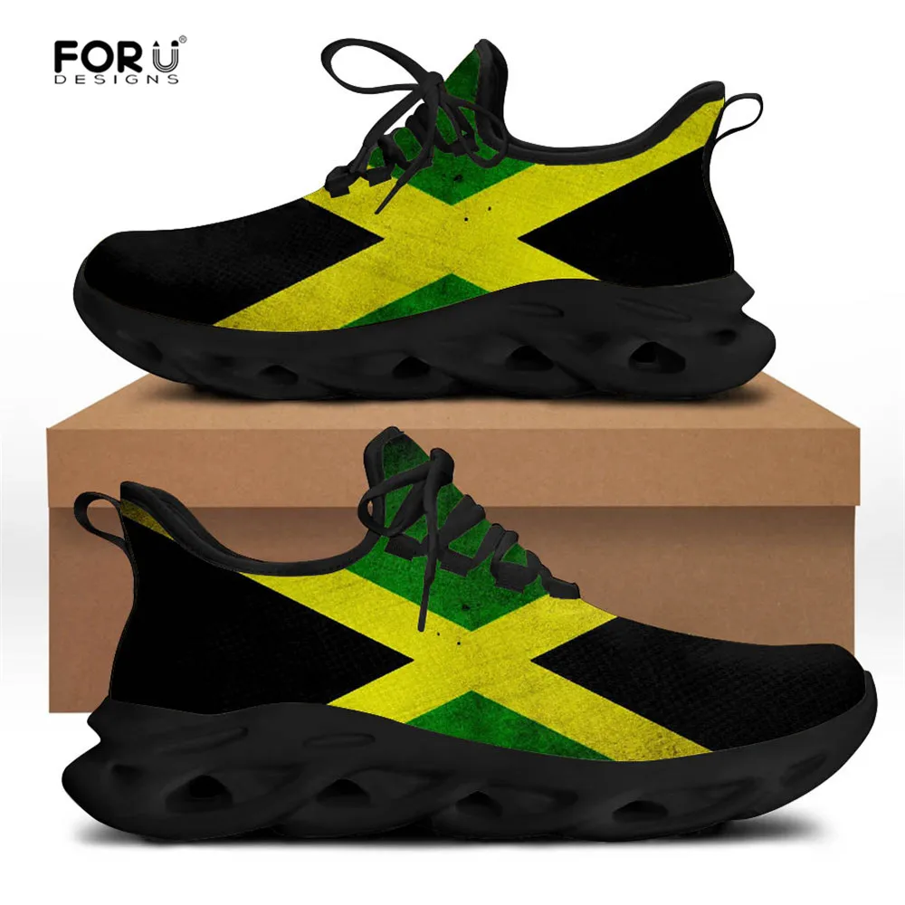 

FORUDESIGNS Drop Ship 1pcs Men's Shoes Casual Sneakers Jamaica Flag Printed Fashion Lace-up Walking Men Summer Flats Shoes Man