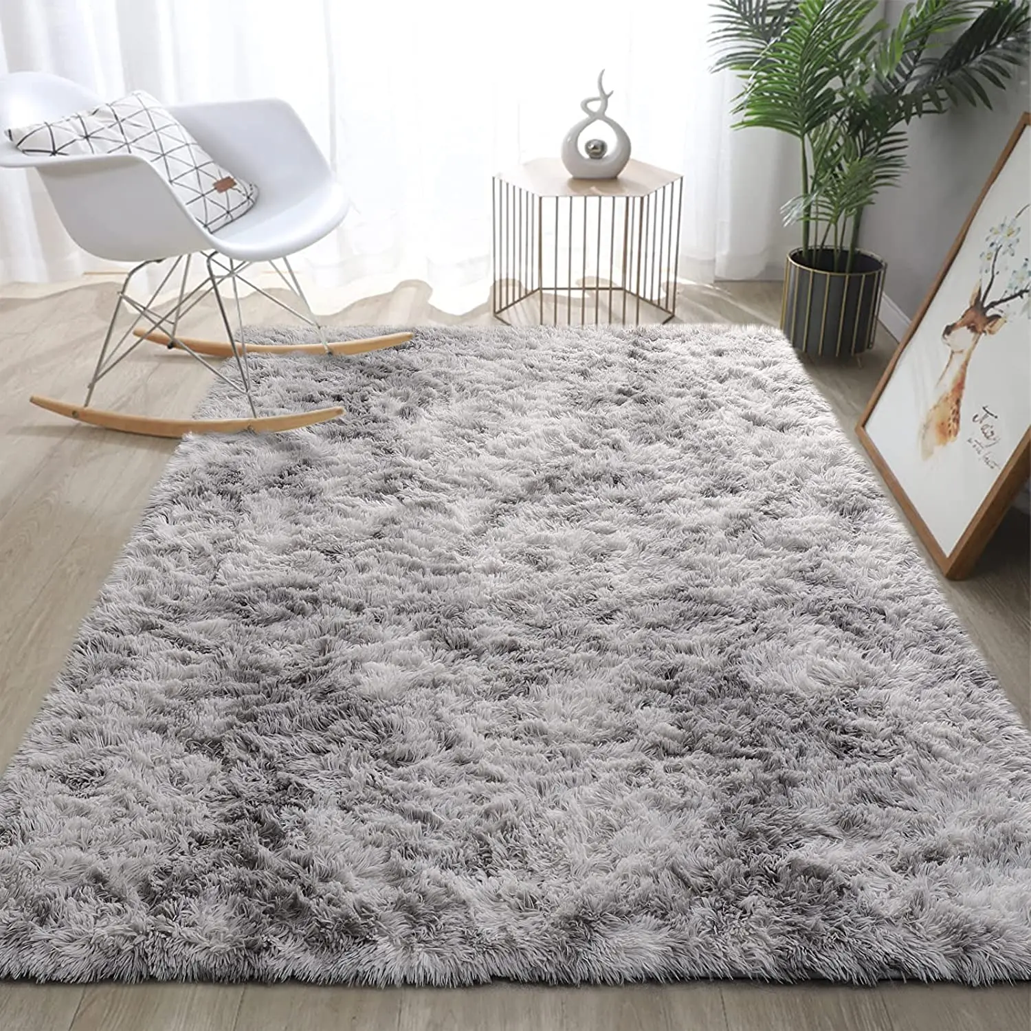 Shaggy Area Rugs Modern Indoor Fluffy Rugs Ultra Soft Baby Nursery Rugs for Living Room Home Plush Carpet Non-Slip Floor Carpet