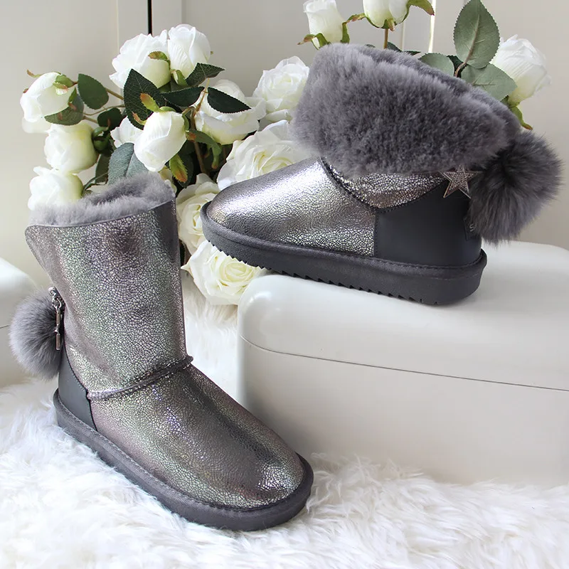 100% Wool New Arrival 2022 Natural Fur Snow Boots New Shoes Women Genuine Sheepskin Real Fur Women Winter Snow Boots Brand Boots