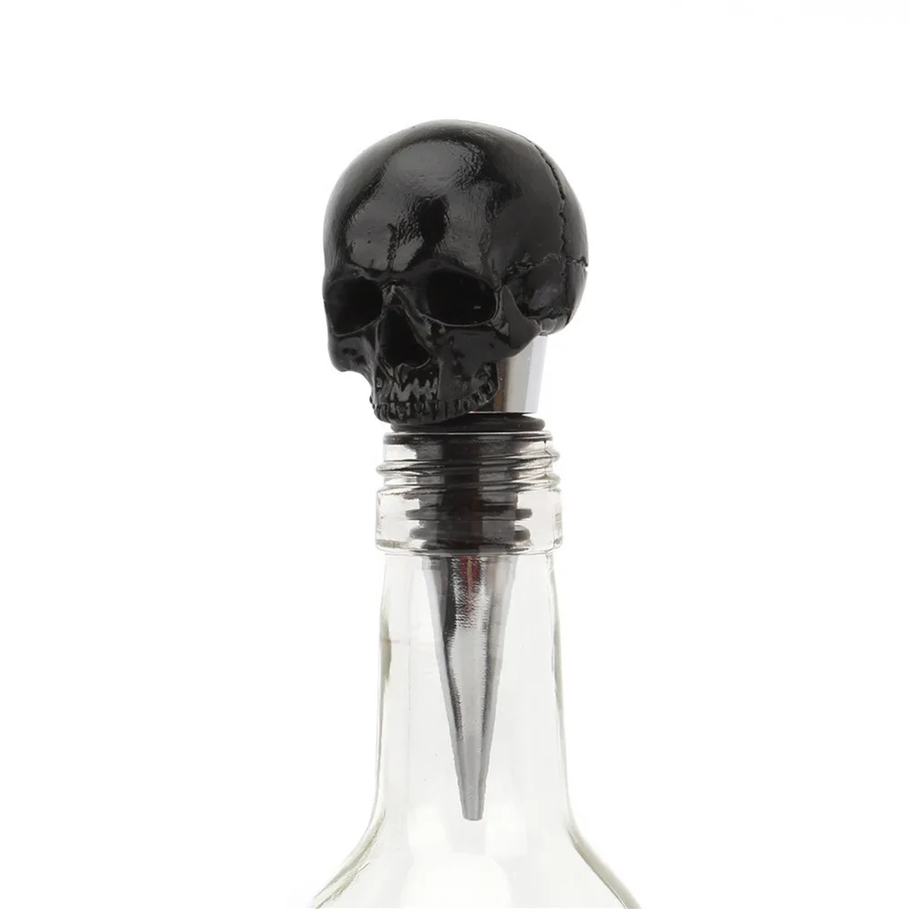 Home Stereo Black Skull Head Wine Stopper Ghost Head Glass Wine Bottle Stopper Creative Dining Kitchen Bar Tools