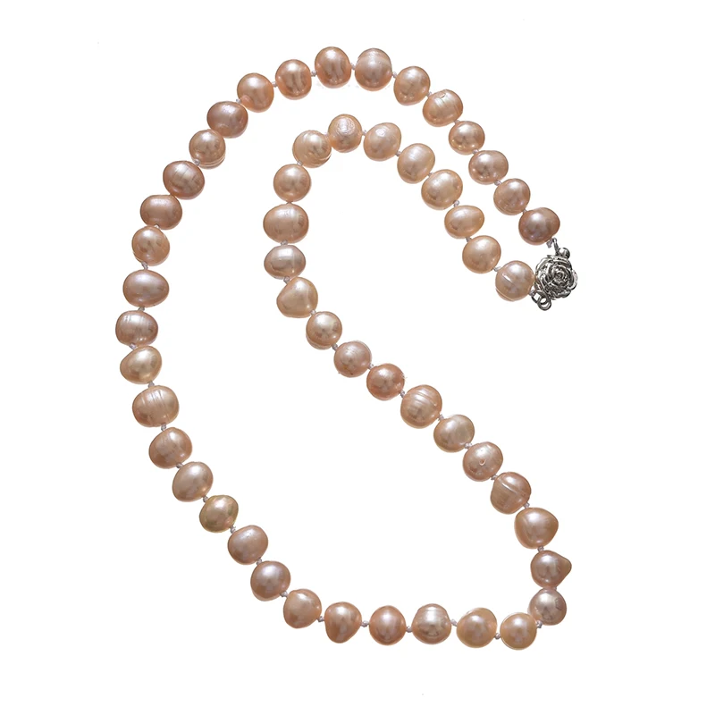 Pink Natural Freshwater Pearl Beads High Quality Necklace Round DIY Tie Elegant Necklace Jewelry Making 18inches