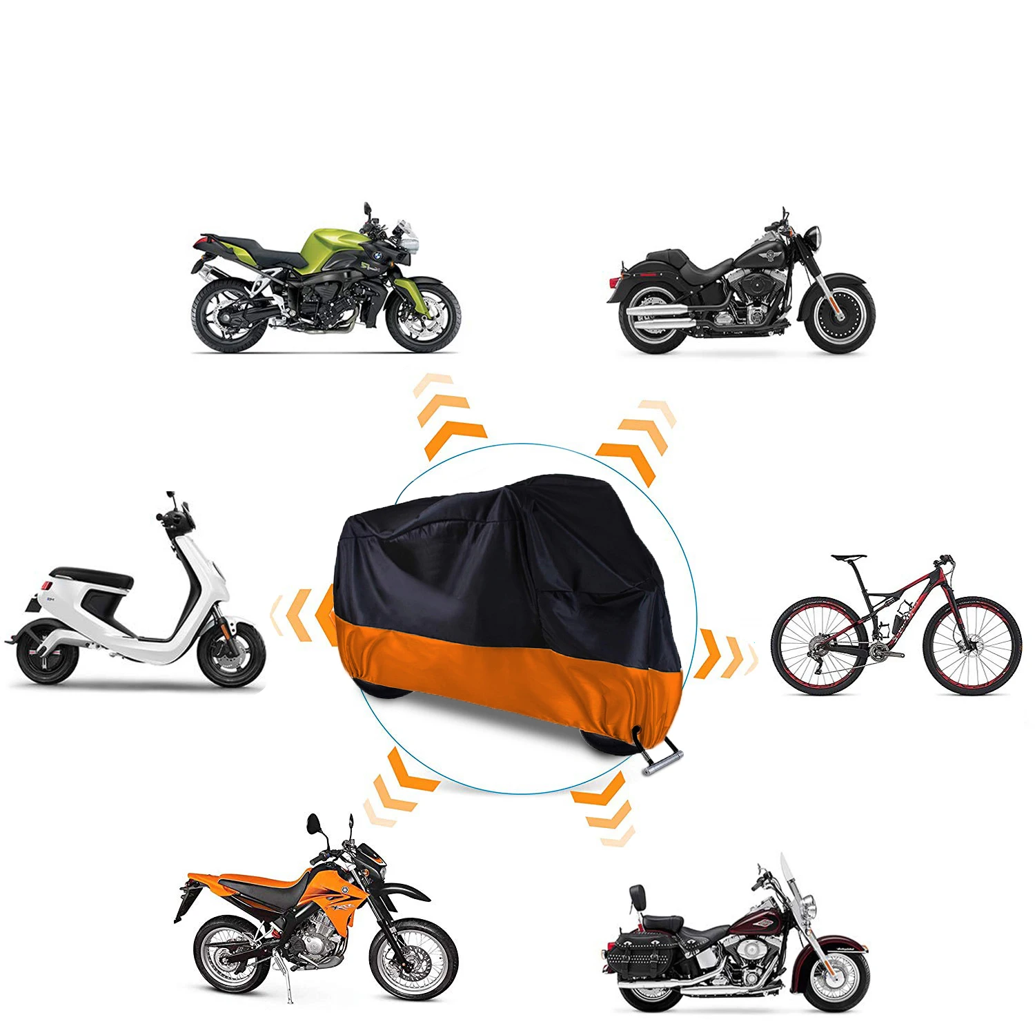 

Motorcycle Cover Waterproof Outdoor Large Premium Bike Cover for Harley Moped Cover Scooter Cover Heat-Resistant Breathable