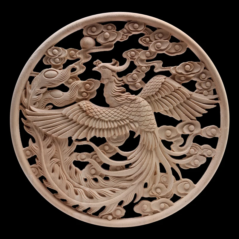 עץ מסגרת עץ Applique Onlay מגולף טבעי קישוט ארוך עלים פרח גומי עץ קבינט ריהוט קירות בית לא צבוע