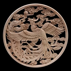Wood Frame Wood Applique Onlay Carved Natural Decoration Long Leaves Flower Rubber Wood Cabinet Furniture Walls Home Unpainted