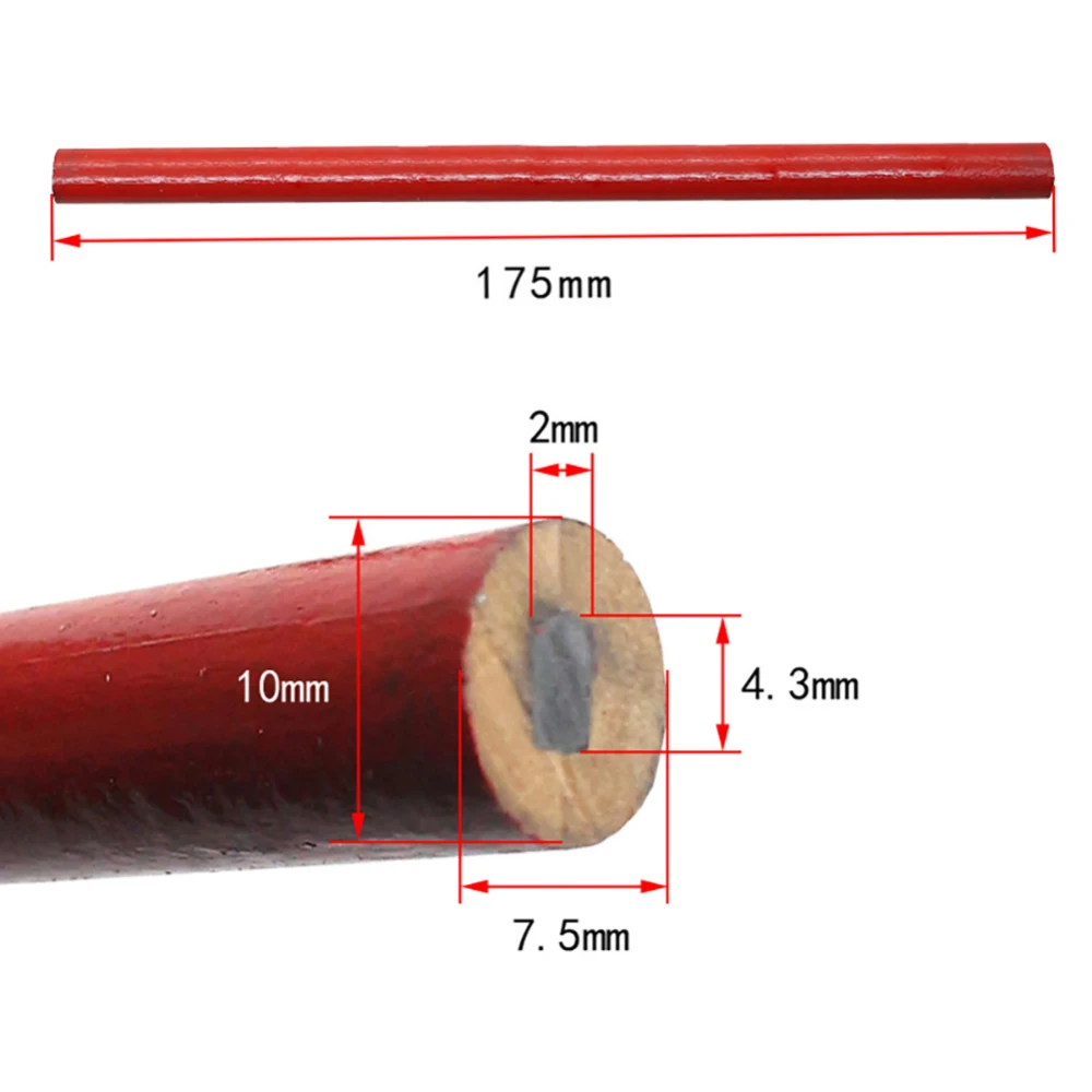 Lápices para carpinteros, 10 piezas, para bricolaje, carpintería, negro, núcleo grueso, pluma de marca aplanada, papelería de oficina