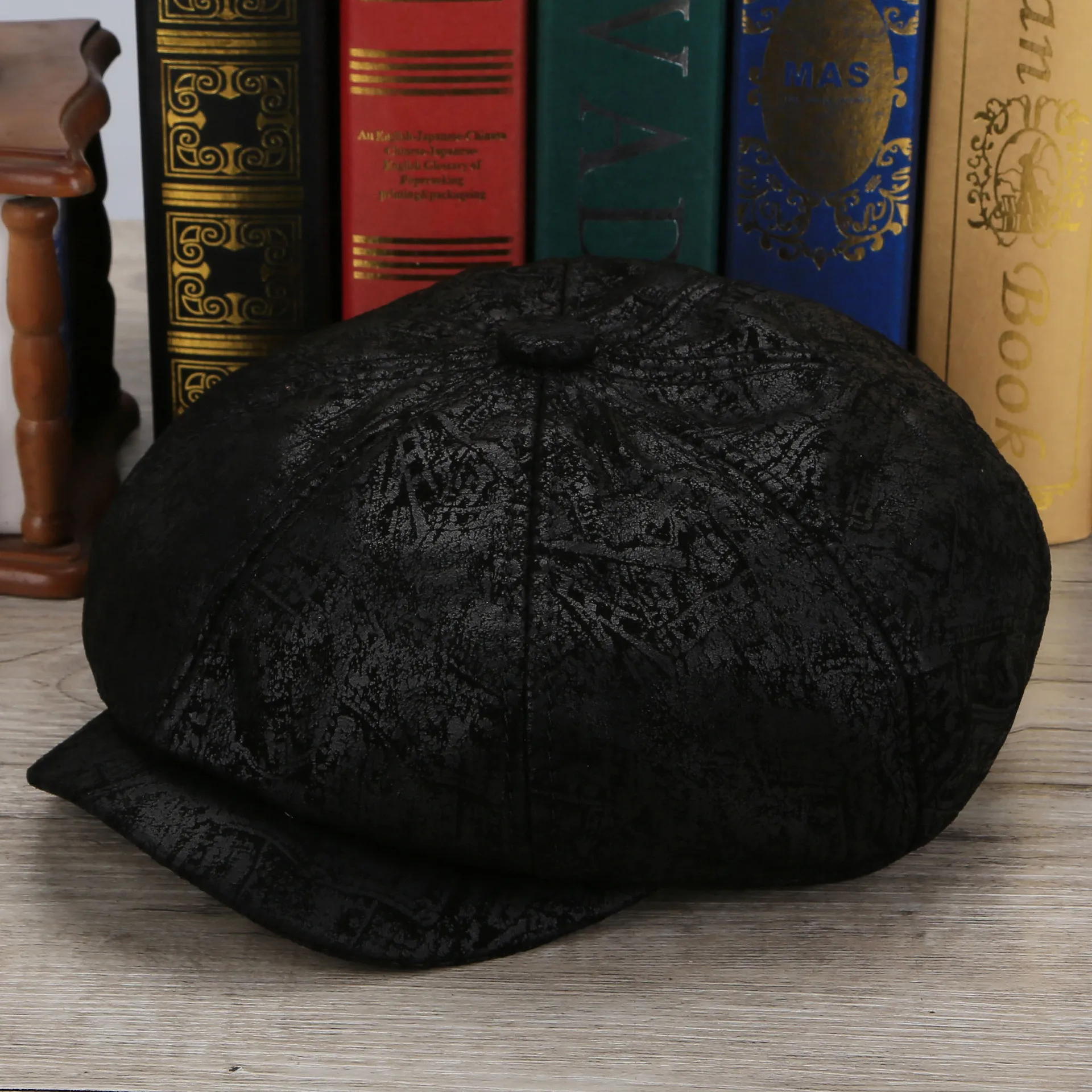 

X160 Sheep Leather Hat British Warm Fashion Newsboy Hat Men's and Women's Versatile Genuine Leather Beret Caps Wholesale