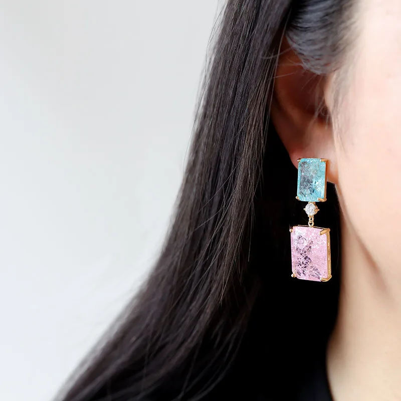 Bilincolor luxury candy color zircon drop earrings   earrings for women party or gift