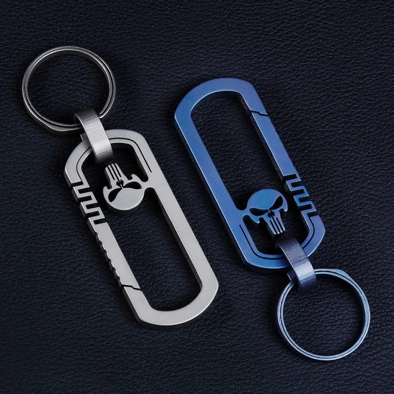 EDC Titanium Keychain Skull Key Ring Men's Waist Hanging Outdoor Quick Release Hook Climbing Accessories