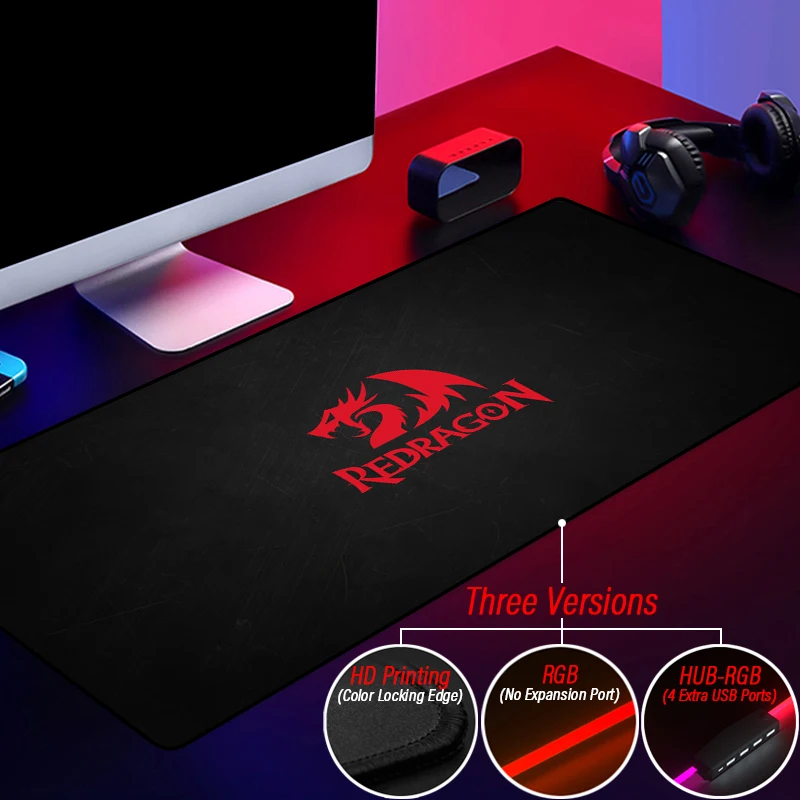 HUB Luminous EvilDragon Gaming Mouse Pad Big dragon RGB 4 Port USB Mousepad Custom Black Dinosaur Mat With LED Backlit Carpet