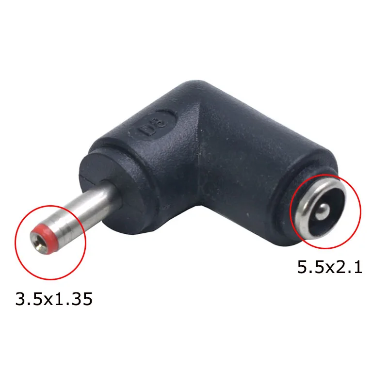 Złącze DC 5.5x2.1mm kobieta do 6.0x4.4 5.5x2.5 5.5x1.7 4.8x1.7 4.0x1.7mm męski konwerter zasilacz laptopa 90/180 stopni — zdjęcie 3