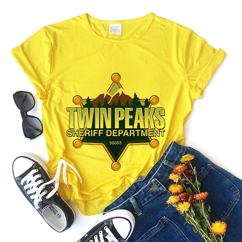 Harajuku Twin Peaks T-shirts women\'s clothing summer 2022 news Vintage Aesthetic Yellow T Shirt Casual O-neck Tshirts