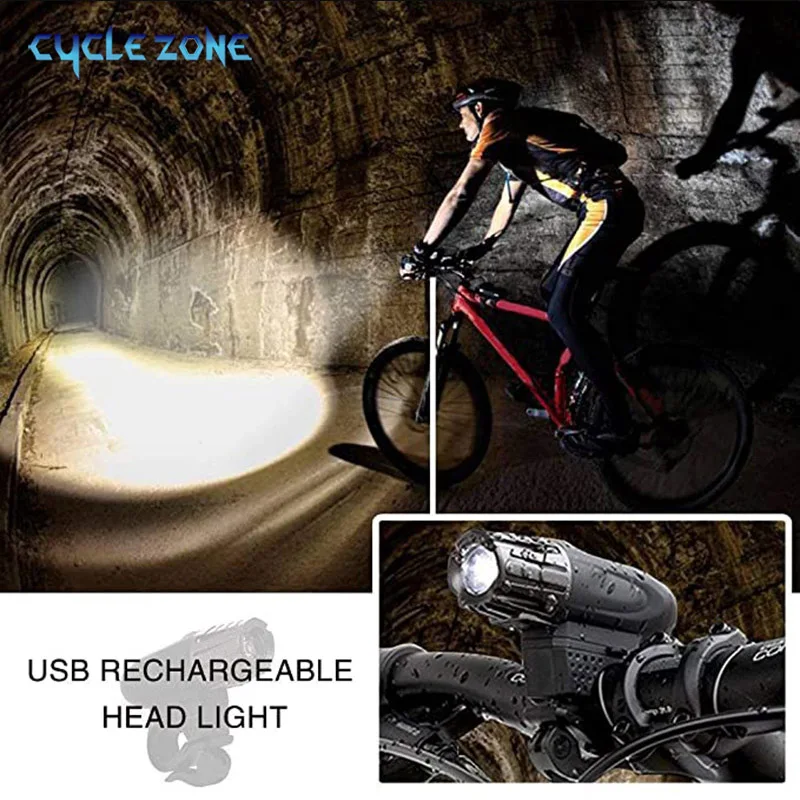 Bicycle Lighting USB Rechargeable Waterproof Bright LED Front Headlight Rear Tail Light Easy to Install Fit MTB Road Bike Lights