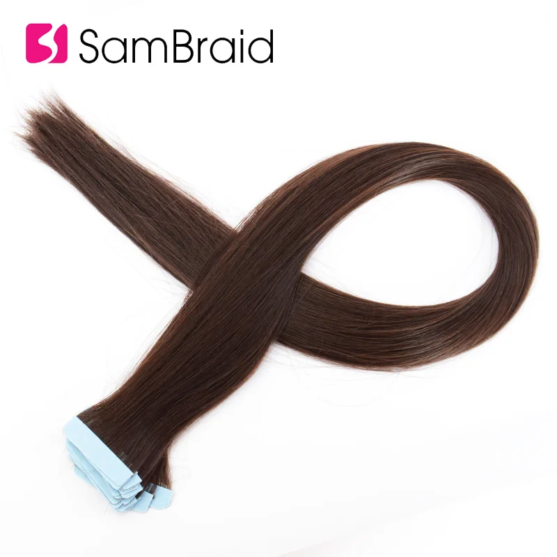 SAMBRAID 22 Inch Straight Hair 40 Pieces/pack Skin Weft Synthetic Hair Double Sided Tape Hair Extensions For Women