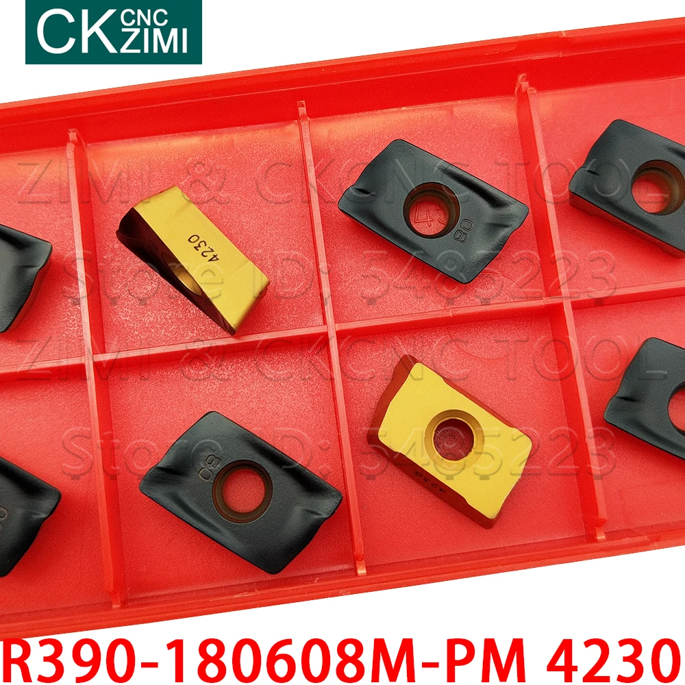 R390-180608M-PM 4230 R390 180608M PM 4230 كربيد إدراج طحن إدراج أداة قطع تحول أدوات CNC فهرسة أدوات للصلب